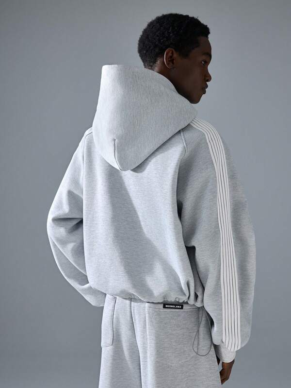 KNIT TRACK HOODIE –  GREY