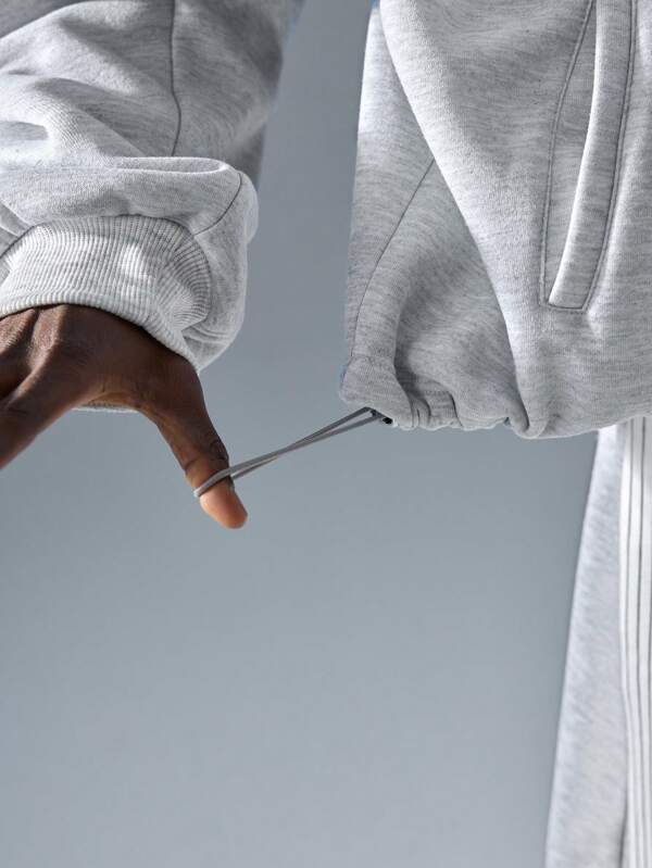 KNIT TRACK HOODIE –  GREY