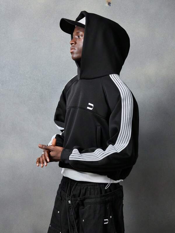 KNIT TRACK HOODIE – BLACK