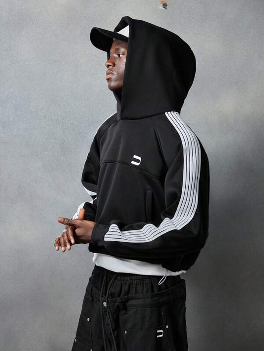 KNIT TRACK HOODIE – BLACK