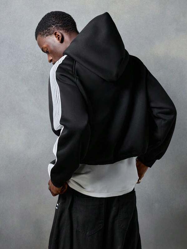 KNIT TRACK HOODIE – BLACK