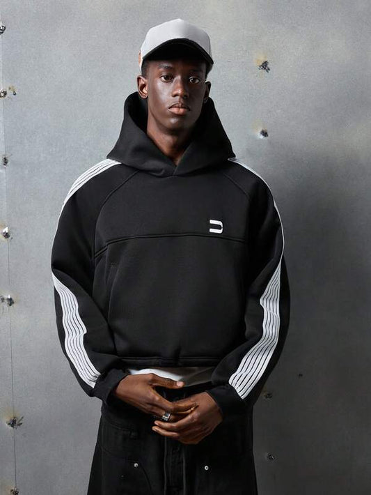 KNIT TRACK HOODIE – BLACK
