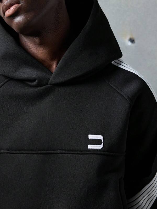 KNIT TRACK HOODIE – BLACK
