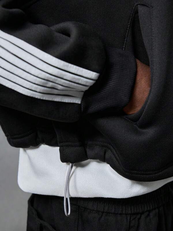 KNIT TRACK HOODIE – BLACK