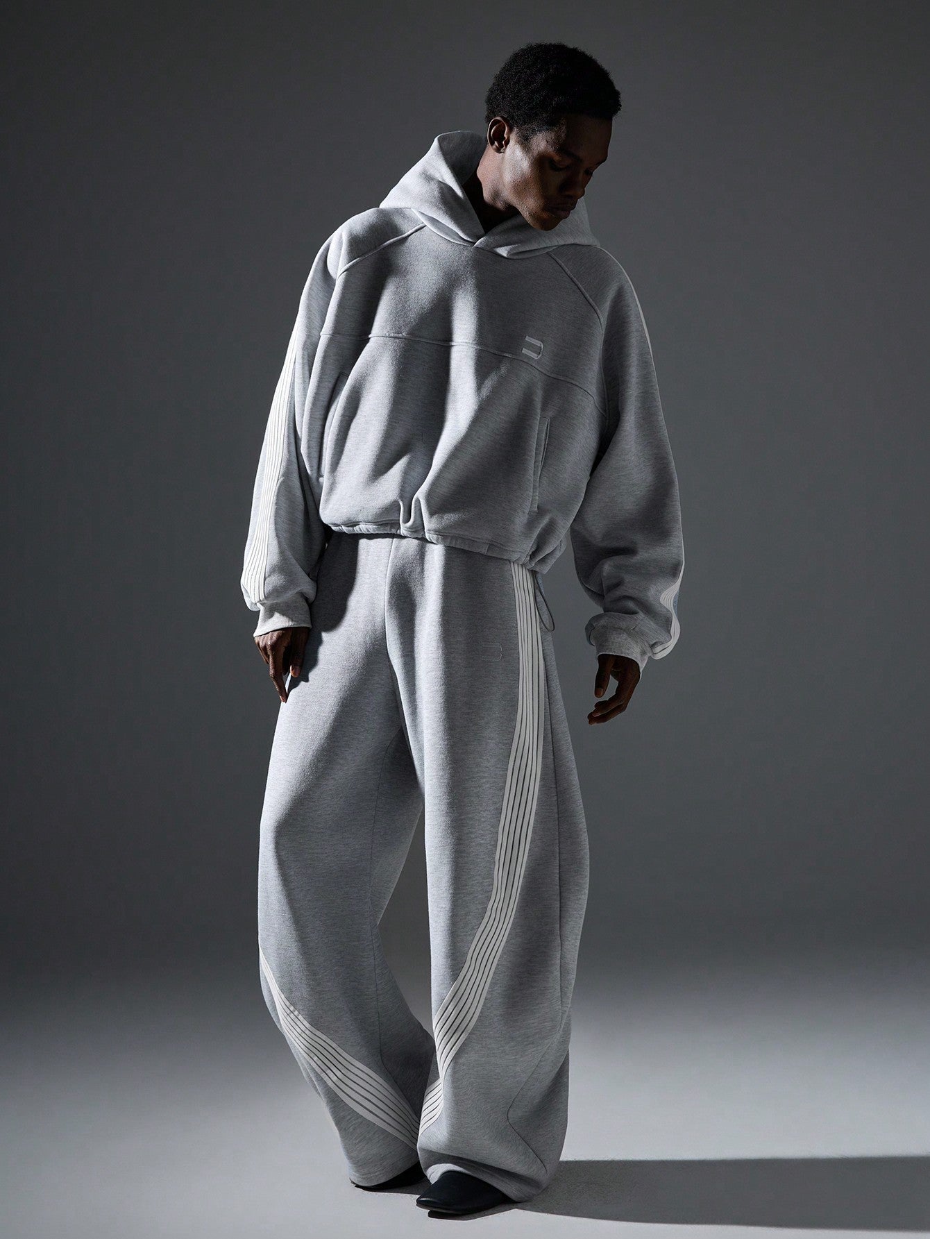 KNIT TRACK HOODIE –  GREY